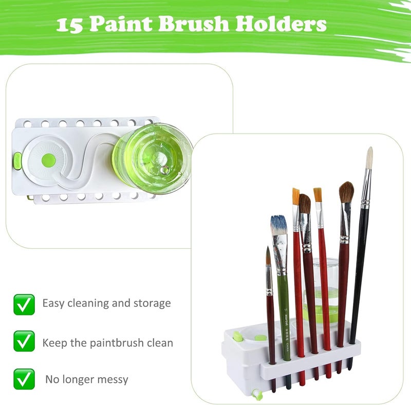 Kardeep Paint Brush Cleaner, Painting Station with Drain and Brush Holder, Strengthen Water Recycling Brush Rinser, Paint Brush Cleaner Tool for Acrylic, Watercolor and Water-Based Painting Supplies, Green - Image 4